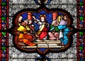 Jesus in the Temple, stained glass window in the Basilica of Saint Clotilde in Paris