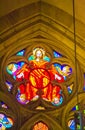 Jesus Christ stained glass details St. Vitus Cathedral chapel Czech Republic Royalty Free Stock Photo