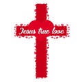 Jesus true love. Cross. Heart. Love. Vector illustration.