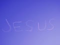 Jesus skywriting in blue sky. Hope Royalty Free Stock Photo
