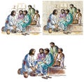 Jesus washes the feet of the Apostles Royalty Free Stock Photo