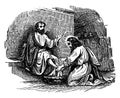 Jesus Washes the Feet of the Simon Peter at the Last Supper vintage illustration Royalty Free Stock Photo