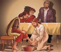 Jesus washing feet Royalty Free Stock Photo