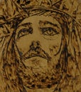 Jesus woodburning art
