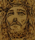 Jesus woodburning art Royalty Free Stock Photo
