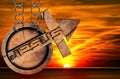 Jesus Wooden Symbol with Cross at the Sunset Royalty Free Stock Photo