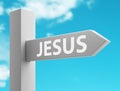 Sign or roadsign with jesus word, 3d rendering