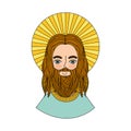 Jesuschrist with halo character religious icon Royalty Free Stock Photo