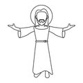 Jesuschrist man cartoon in black and white faceless