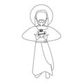 Jesuschrist man cartoon in black and white faceless