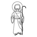 Jesuschrist man cartoon in black and white faceless