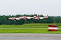 Jet aerobatic team TS-11 Iskra - planes fly up.