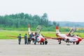 Jet aerobatic team TS-11 Iskra - in service. Royalty Free Stock Photo