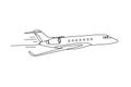 Jet Airplane Flying Fast in Clean Minimal One Line Art Style Royalty Free Stock Photo