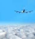 Jet airplane at high altitude Royalty Free Stock Photo