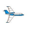 Jet airplane icon. Blue plane side view Royalty Free Stock Photo