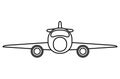 Jet airplane private transport front view outline