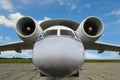 Jet airplane with turbojet engines and radar antenna Royalty Free Stock Photo
