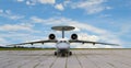 Jet airplane with turbojet engines and radar antenna Royalty Free Stock Photo