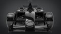 Jet black formula racing car - closeup shot