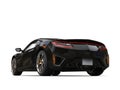 Jet black modern sport concept car - back view - low angle shot