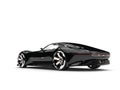 Jet black modern super sports car - tail view