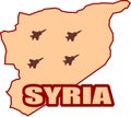 Jet Bomber shadows on syria map