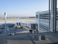 Jet bridge connected to airplane in Antalya airport Turkey