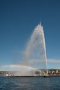 Jet d'eau with rainbow, Geneva, Switzerland Royalty Free Stock Photo