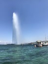 The `Jet d`Eau` or Water Jet, Lake of Geneva, Geneva Royalty Free Stock Photo