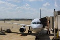 jet engine against a plane at the airport on loading Royalty Free Stock Photo