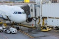 jet engine against a plane at the airport on loading Royalty Free Stock Photo