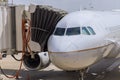 jet engine against a plane at the airport on loading Royalty Free Stock Photo