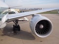 Jet engine at aircraft Royalty Free Stock Photo