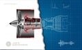 Jet engine of airplane in outline style. Industrial aerospase blueprint. 3d drawing of plane motor. Part of aircraft Royalty Free Stock Photo