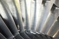 Jet engine blades. Front of the aircraft engine for background. Turbo-jet engine of the plane
