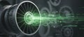 Jet engine generating digital data stream, engineering and innovation Royalty Free Stock Photo