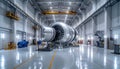 Jet Engine Maintenance - A Powerful Turbine in a Modern Hangar Royalty Free Stock Photo