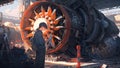 Jet engine mechanic at work - Generative AI