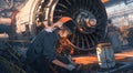 Jet engine mechanic at work - Generative AI