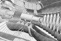 Jet engine section drawing Royalty Free Stock Photo