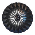 Jet engine, turbine blades of airplane, 3d render