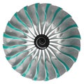 Jet engine, turbine blades of airplane, 3d render