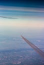 Jet fast flying in sky over Europe view from top Royalty Free Stock Photo