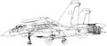 Jet fighter aircraft. Vector wire-frame concept. Created illustration of 3d. Royalty Free Stock Photo