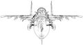 Jet fighter aircraft. Vector wire-frame concept. Created illustration of 3d. Royalty Free Stock Photo