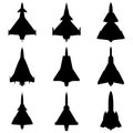 Jet Fighter Airplane Delta Wings Silhouette Icon