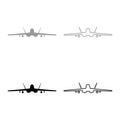 Jet fighter fight airplane modern combat aviation warplane military aircraft airforce set icon grey black color vector
