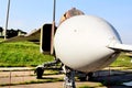 Jet fighter in the museum. Front view Royalty Free Stock Photo