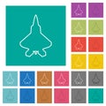 Jet fighter outline square flat multi colored icons Royalty Free Stock Photo